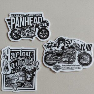 Harley-Davidson B&W Sticker Trio - Set of 3 Logo Decals - New